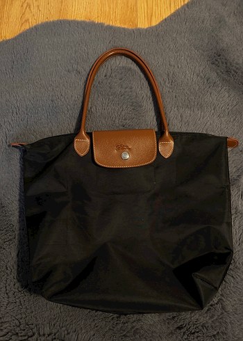 Longchamp L beden siyah kanvas çanta