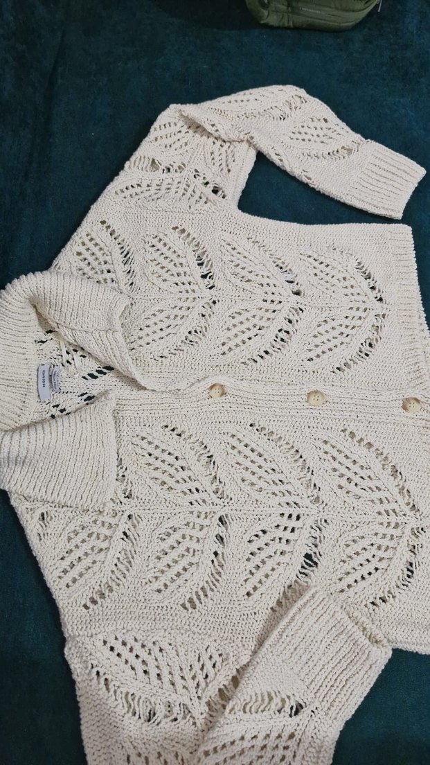 Bohem Tarzı Beyaz Örgü Hırka - Görsel 3