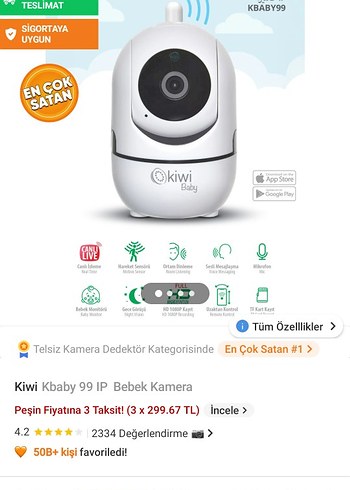 Kiwi Baby Beyaz IP Bebek Kamerası - Görsel 3