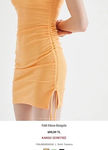 Yazlık likralı turuncu elbise - Görsel 3