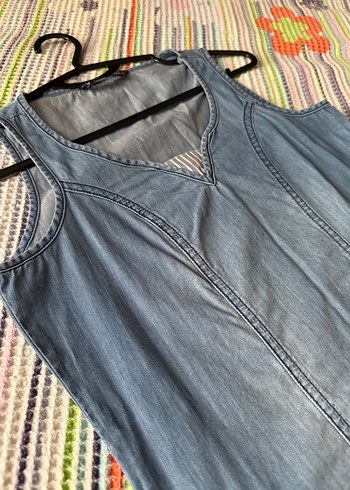 Mavi Kot kısa Elbise - Görsel 2