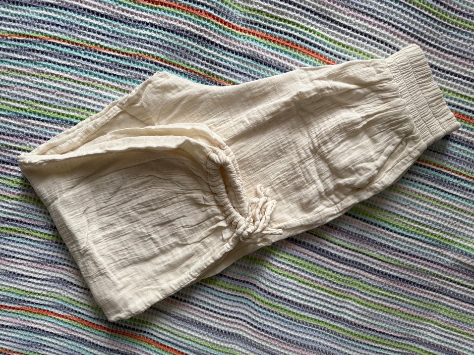 Bohem Tarzı Beyaz Pamuklu Plaj Pantolonu - Görsel 4