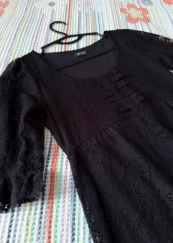 Dantel Detaylı Siyah kısa elbise - Görsel 2