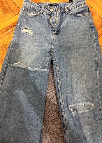 Detaylı wide leg kot pantolon