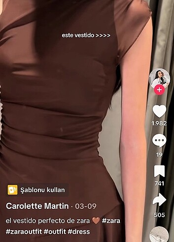 s Beden kahverengi Renk Zara Elbise
