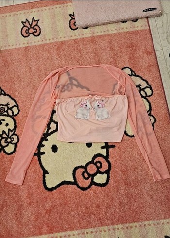 Cutecore Tavşan Desen Tül Bluz - Görsel 4