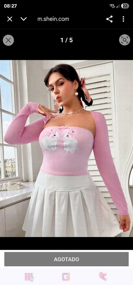 Cutecore Tavşan Desen Tül Bluz - Görsel 3