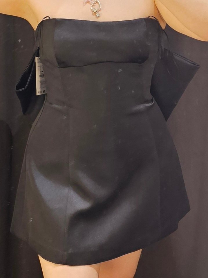 Fiyonk Detay Saten Mini Elbise - Görsel 4