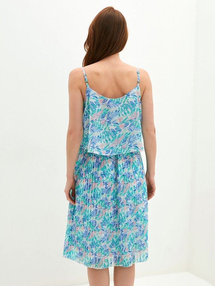 Mavi Pilili Bağlamalı Midi Elbise - Görsel 4