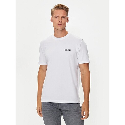 Guess Erkek Tişört Beyaz Slim