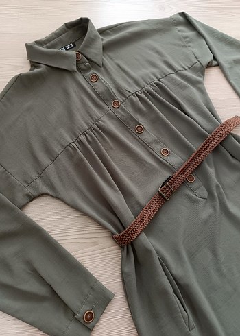 yanları yırtmaçlı kemerli uzun tunik