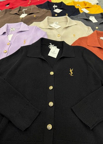 Siyah ysl etiketli kartlı gold düğmeli hırka (standart beden) - Görsel 2