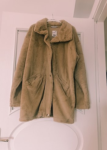 Bej Kadın Midi Peluş Ceket - Görsel 2