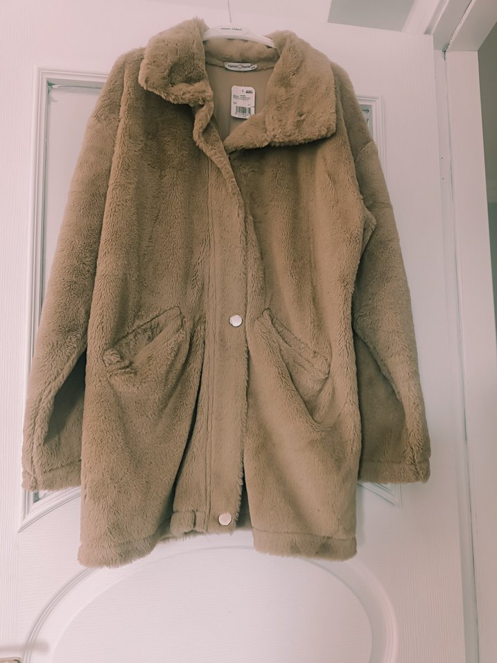 Bej Kadın Midi Peluş Ceket - Görsel 4