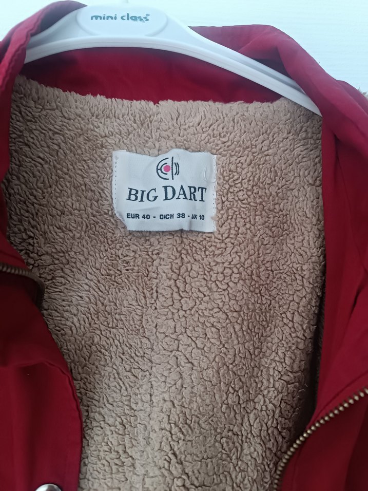 Kürklü Kırmızı Kadın Uzun Mont - Görsel 5