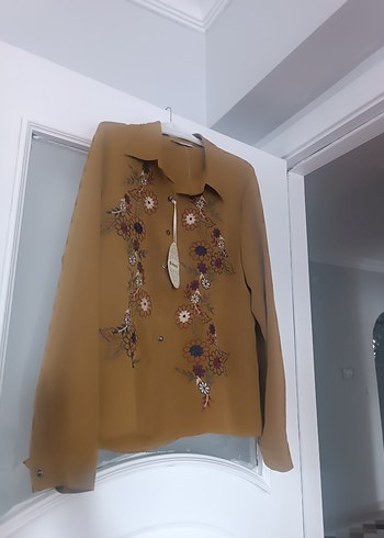 Nakışlı Bej Bohem Kadın Gömlek - Görsel 4