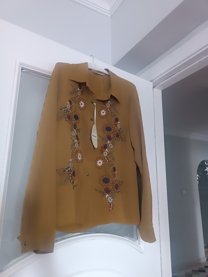 Nakışlı Bej Bohem Kadın Gömlek - Görsel 4