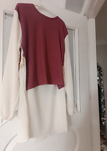 Bordo Uzun Kollu salaj tunik - Görsel 3