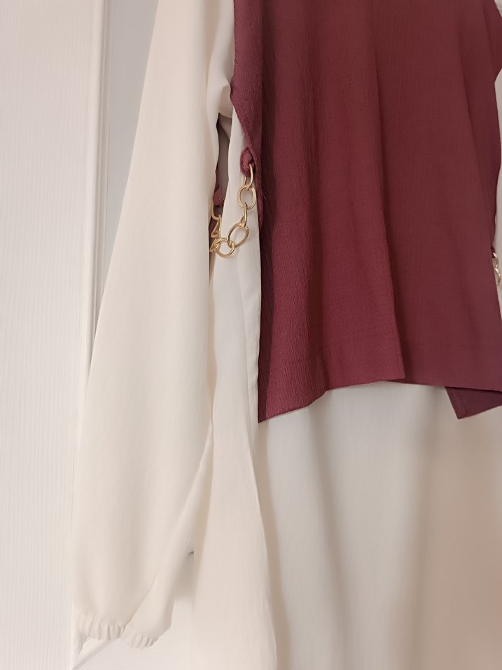 Bordo Uzun Kollu salaj tunik - Görsel 2