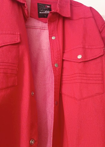 Parlak Kırmızı Düğmeli Erkek Gömlek - Görsel 4