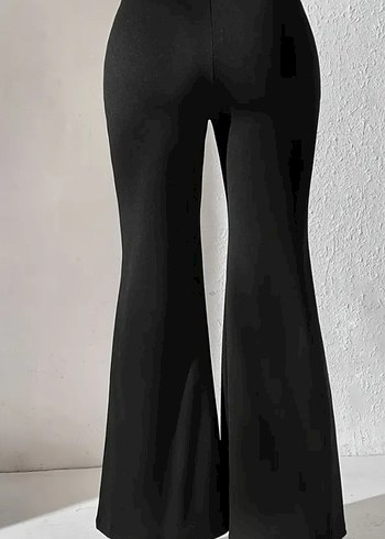 Parlak Siyah Pilili Midi Kumaş Pantolon - Görsel 3