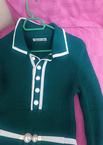 Yeşil Bohem Vintage Uzun Triko Elbise - Görsel 3