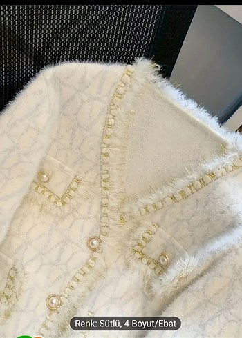 Beyaz Nakışlı Kadın Hırka Yumuşak Kürklü - Görsel 3