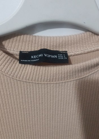 Bej Kısa Triko Kadın Kazak esnektir - Görsel 4