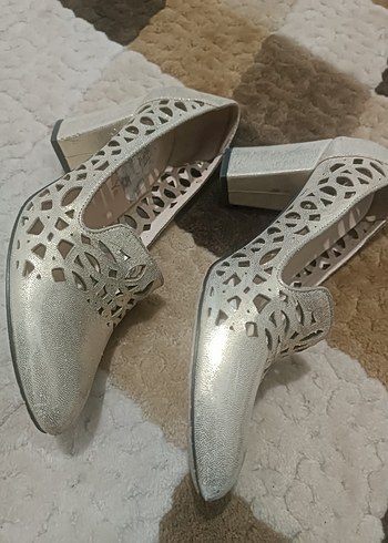 Diger Gri Kadın Topuklu Abiye Ayakkabı
