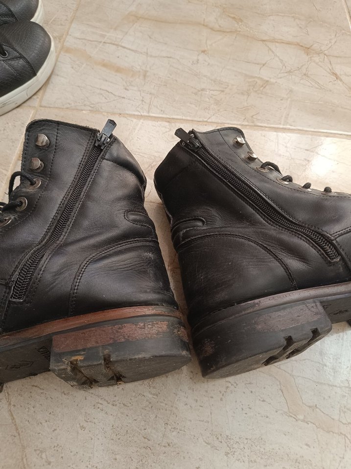 Siyah Deri Erkek Bot - Tokalı Punk Stili - Görsel 4