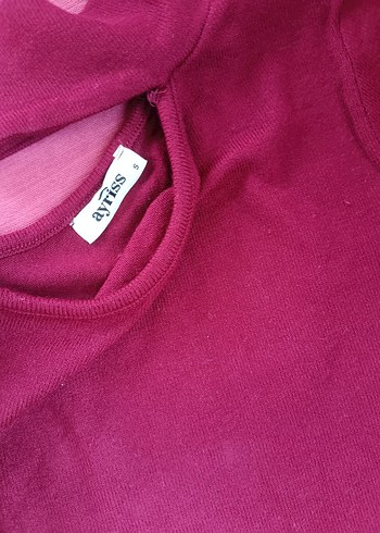 Bordo Yüksek Yakalı Kadın Triko Elbise - Görsel 5