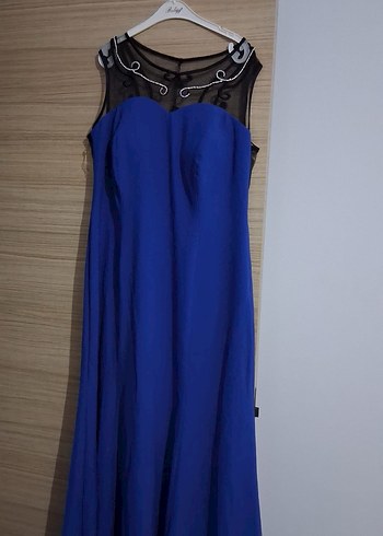 Nakışlı Lacivert Uzun Abiye Elbise - Görsel 6