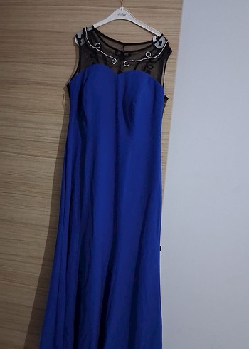 Nakışlı Lacivert Uzun Abiye Elbise - Görsel 3