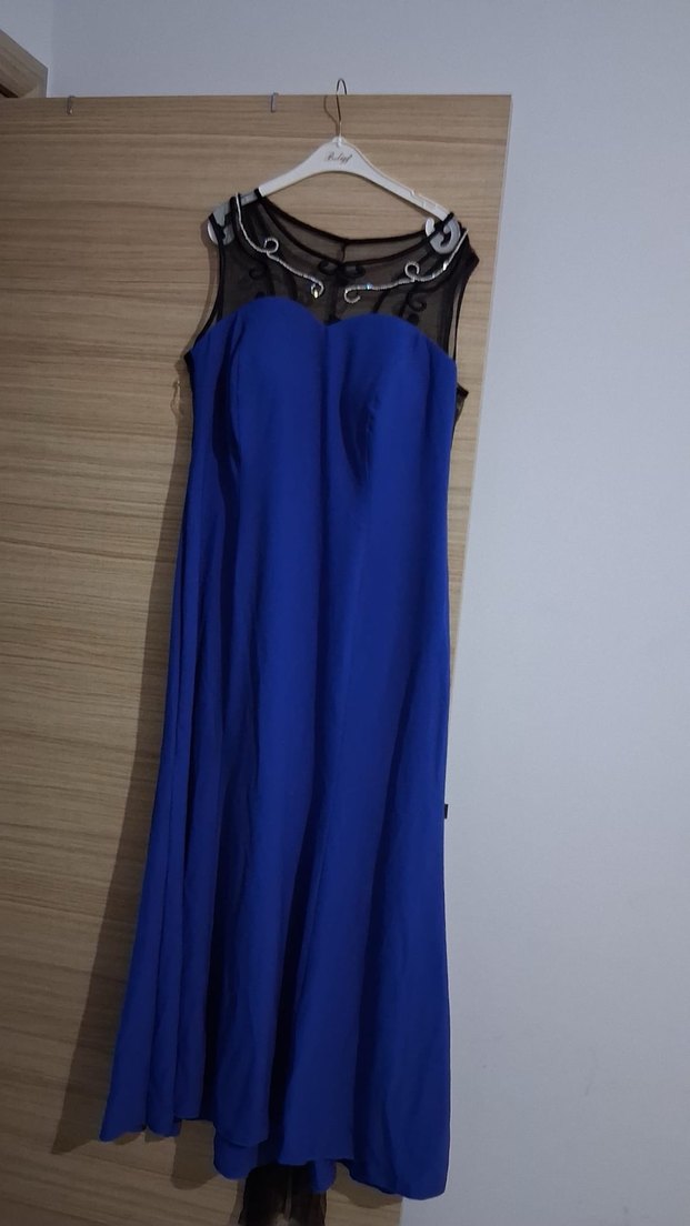 Nakışlı Lacivert Uzun Abiye Elbise - Görsel 4