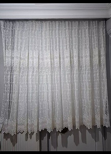 Beden beyaz Renk Tül Perde (en 3mt 10 cm boy 175 cm)