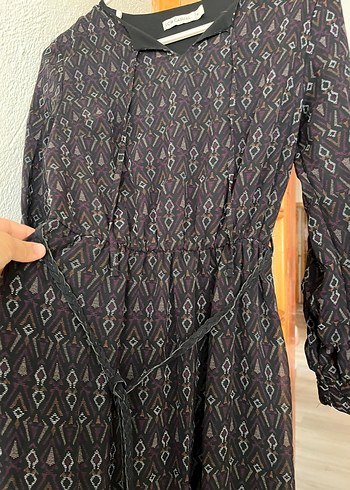 LC Waikiki Uzun Siyah Bohem Kemerli Elbise