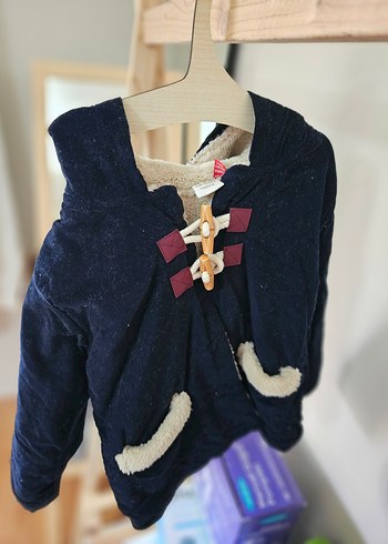 Lacivert Erkek Çocuk Düğmeli Kaban - Görsel 2