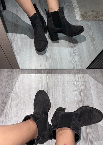 Gri Süet Topuklu Kadın Bot