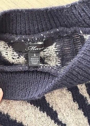 Mavi Jeans Lacivert Siyah Zebra Desenli Kadın Triko Kazak
