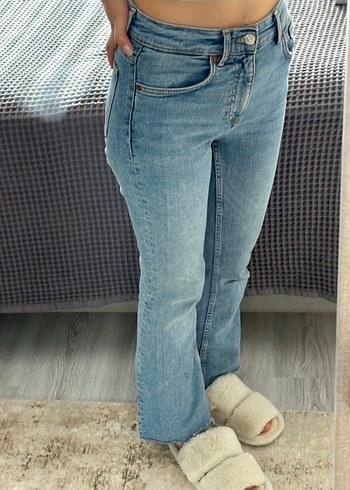 Zara Mavi Kadın Normal Boy Denim Pantolon