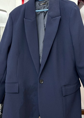 Lacivert Kadın Blazer Ceket, Düğmeli, Ofis Şıklığı