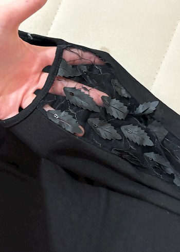 Dantel Detaylı Siyah Hamile Bluzu - Görsel 3