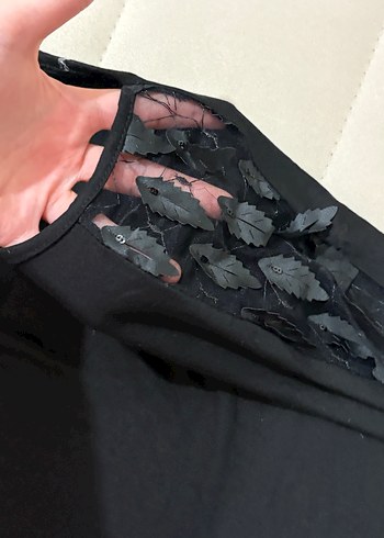 Dantel Detaylı Siyah Hamile Bluzu - Görsel 2