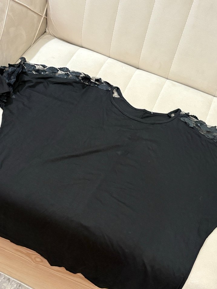 Dantel Detaylı Siyah Hamile Bluzu - Görsel 4