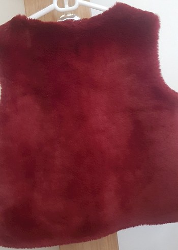 Bordo Kürklü Kız Çocuk Yelek - Görsel 3