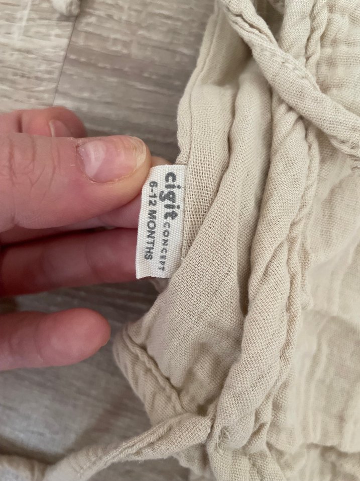 Cigit Bej Müslin Uzun Kollu Bebek Body - Görsel 3