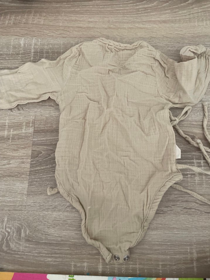 Cigit Bej Müslin Uzun Kollu Bebek Body - Görsel 5