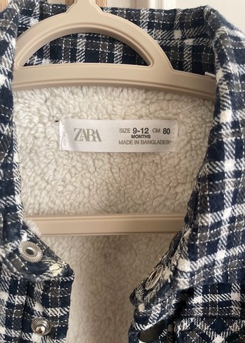 Zara Çocuk Gri Ekose Pamuklu Kaban - Görsel 2