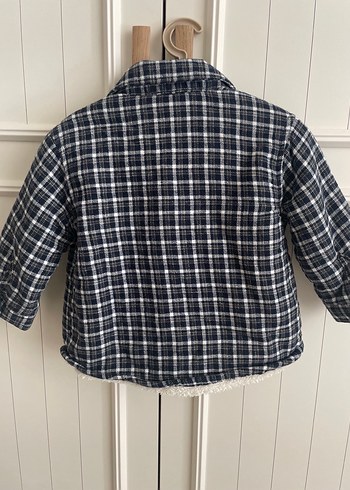 Zara Çocuk Gri Ekose Pamuklu Kaban - Görsel 4