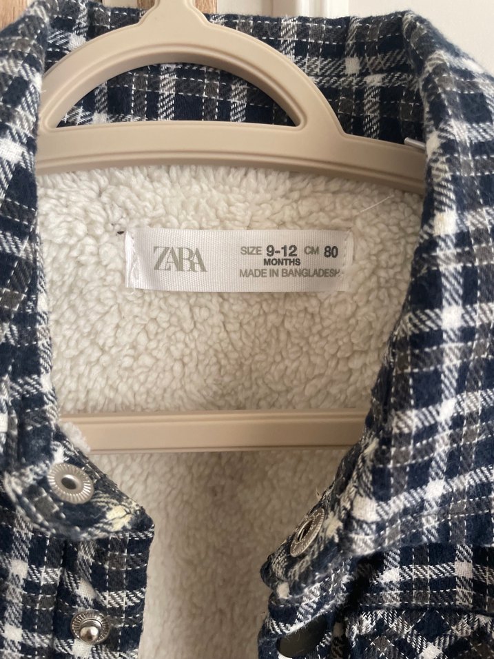 Zara Çocuk Gri Ekose Pamuklu Kaban - Görsel 2